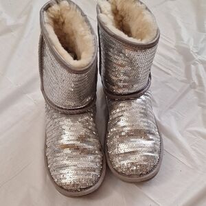 UGG Women's Silver Sequin Ankle Boots